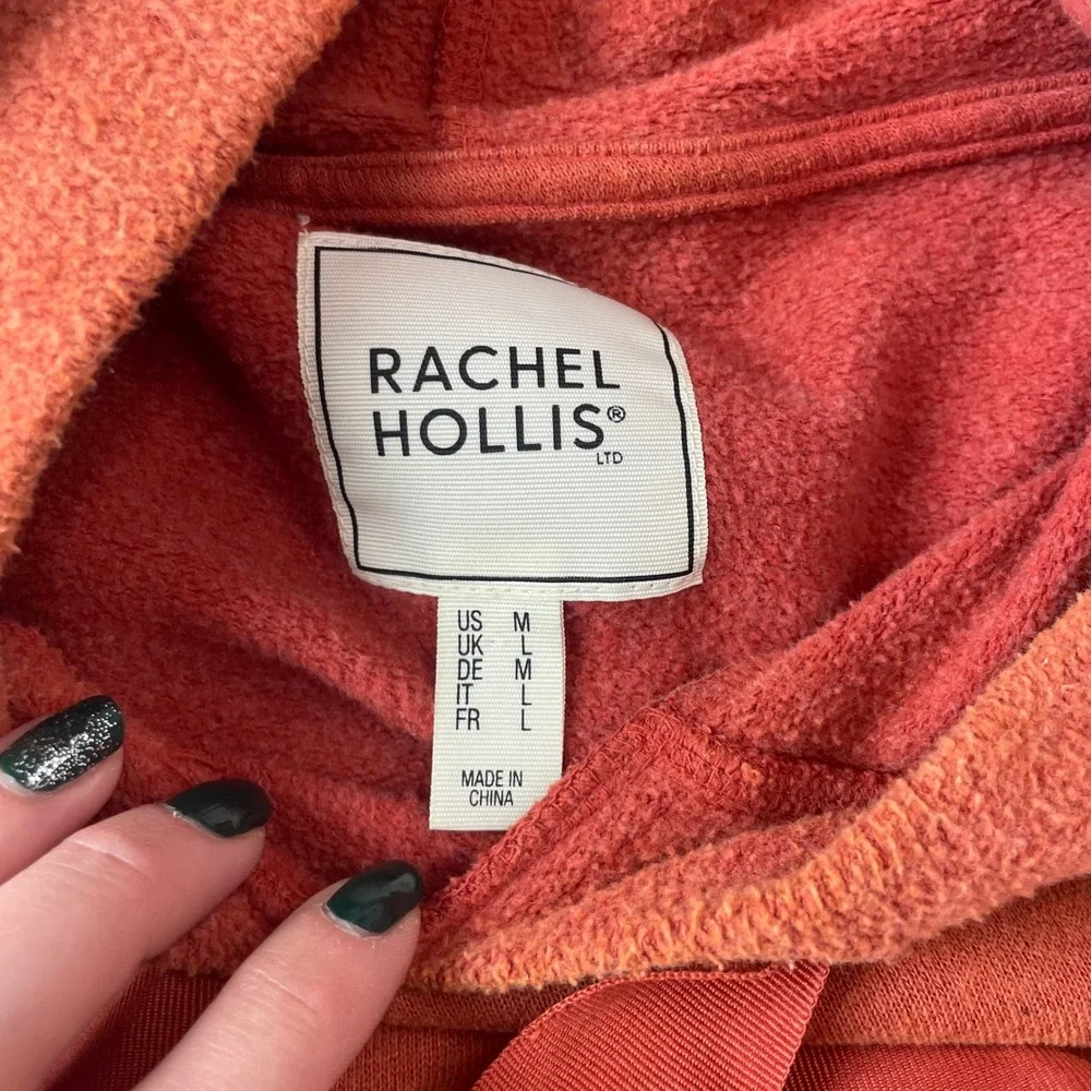 Rachel Hollis Womens Burnt Orange Fleece Side Zip Hoodie Sweatshirt Size M